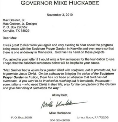 Mike Huckabee Endorsement Letter Image